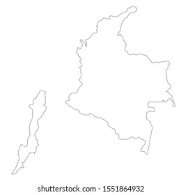Vector map Colombia and Bogota. Country and capital. Isolated vector Illustration. Outline. EPS 10 Illustration.