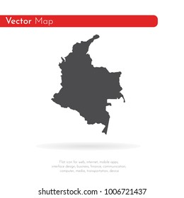 Vector map Colombia. Isolated vector Illustration. Black on White background. EPS 10 Illustration.