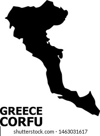 Vector Map of Corfu Island with title. Map of Corfu Island is isolated on a white background. Simple flat geographic map.