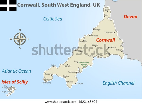 Vector Map Cornwall South West England Stock Vector (Royalty Free ...