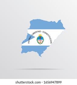 Mapa vectorial de la provincia de Corrientes, Argentina, combinado con la provincia de Corrientes, bandera argentina.