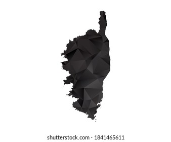 Vector map of Corsica black polygon style gradient.