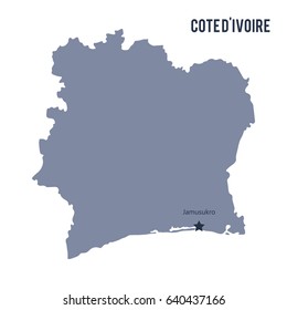 Vector map of Cote D'ivoire isolated on white background.