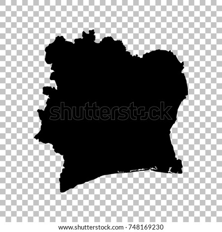 Vector map Cote d'Ivoire. Isolated vector Illustration. Black on White background. EPS 10 Illustration.