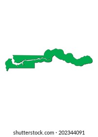 Vector Map of the Country of The Gambia; Illustrator 8.0