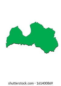 Vector Map of the Country of Latvia; Illustrator 8