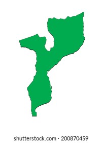 Vector Map of the Country of Mozambique; Illustrator 8.0