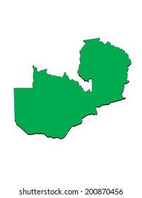 Vector Map of the Country of Zambia; Illustrator 8.0
