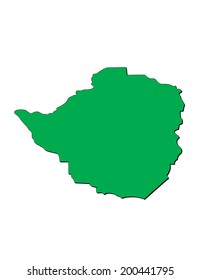 Vector Map of the Country of Zimbabwe; Illustrator 8.0