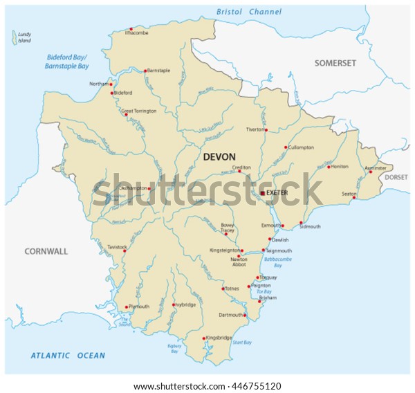 Vector Map County Devon England Stock Vector (Royalty Free) 446755120 ...