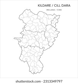 Vector Map of County Kildare (Countae Chill Dara) with the Administrative Borders of County, Districts, Local Electoral Areas and Electoral Divisions from 2018 to 2023 - Republic of Ireland