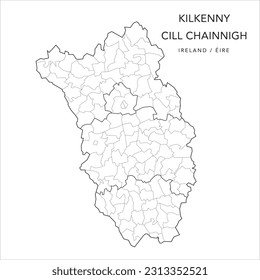 Vector Map of County Kilkenny (Countae Chill Chainnigh) with the Administrative Borders of County, Districts, Local Electoral Areas and Electoral Divisions from 2018 to 2023 - Republic of Ireland