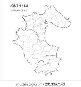 Vector Map of County Louth (Countae Lú) with the Administrative Borders of County, Districts, Local Electoral Areas and Electoral Divisions from 2018 to 2023 - Republic of Ireland