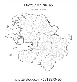 Vector Map of County Mayo (Countae Maigh Eo) with the Administrative Borders of County, Districts, Local Electoral Areas and Electoral Divisions from 2018 to 2023 - Republic of Ireland