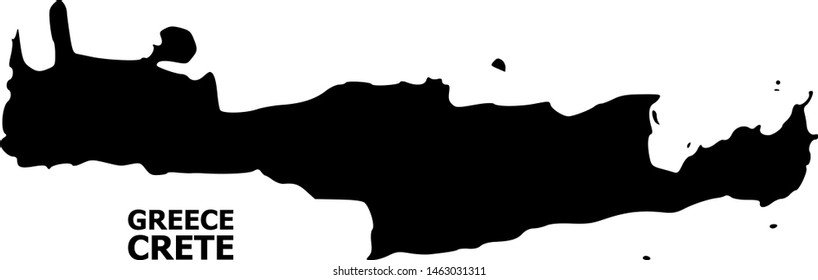 Vector Map of Crete Island with name. Map of Crete Island is isolated on a white background. Simple flat geographic map.