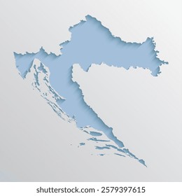 Vector map Croatia with abstract inner shadow isolated on background. Template Europe country for pattern, design, illustration, backdrop. Creative paper cut map effect of the Croatia