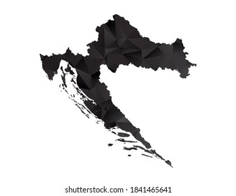 Vector map of Croatia black polygon style gradient.