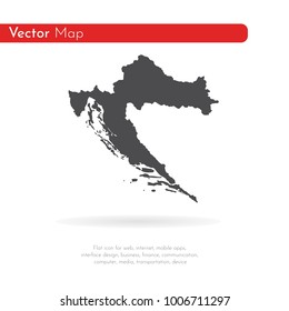 Vector map Croatia. Isolated vector Illustration. Black on White background. EPS 10 Illustration.