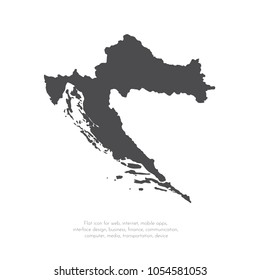 Vector map Croatia. Isolated vector Illustration. Black on White background. EPS 10 Illustration.