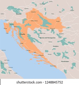 Vector map Croatia. Isolated vector Illustration. EPS 10.