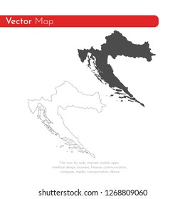 Vector map Croatia. Isolated vector Illustration. Black on White background. EPS 10 Illustration.