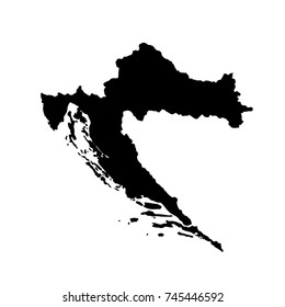 Vector map Croatia. Isolated vector Illustration. Black on White background. EPS 10 Illustration.