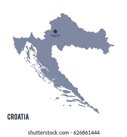 Vector map of Croatia isolated on white background. Travel Vector Illustration.