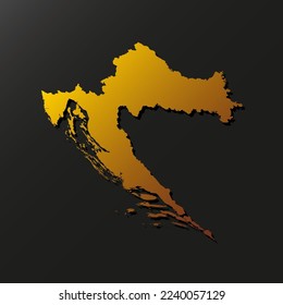 Vector map Croatia made golden style isolated on background. Template Europe creative gold metal for design, illustration, pattern, report, infographic, backdrop. Concept symbol map Croatia