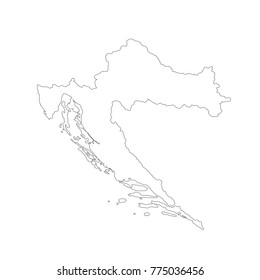 Vector map Croatia. Outliner. Isolated vector Illustration. Black on White background. EPS 10 Illustration.