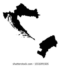 Vector map Croatia and Zagreb. Country and capital. Isolated vector Illustration. Black on White background. EPS 10 Illustration.