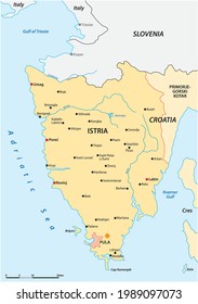 Vector Map Of The Croatian Peninsula Istria, Croatia