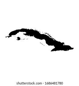 Mapa vectorial de Cuba. Máscara negra. Fondo blanco aislado.