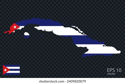 Vector map of Cuba. Vector design isolated on grey background.
