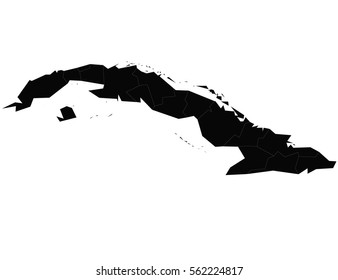 Vector map Cuba. Isolated vector Illustration. Black on White background.