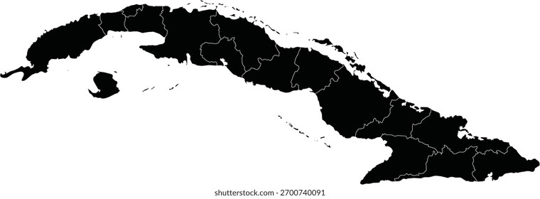Mapa de Vector de la Silueta de Cuba con Regiones