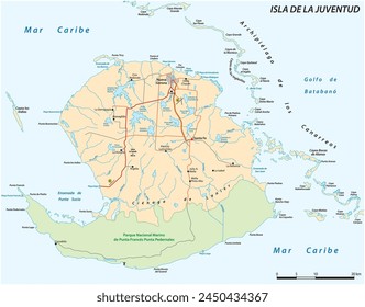 Vector map of Cuban Youth Island, Isla de la Juventud