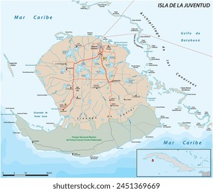 Vector map of Cuban Youth Island, Isla de la Juventud