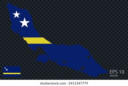 Mapa vectorial de Curacao. Diseño vectorial aislado en fondo gris.
