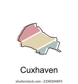mapa vectorial de Cuxhaven diseño de contorno moderno y colorido, plantilla de diseño de ilustración de vector del país del mapa mundial