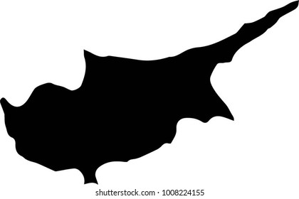 Vector map Cyprus. Black mask. Isolated, white background. 