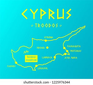 Vector map Cyprus with cities and capital Nicosia