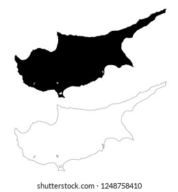 Vector map Cyprus. Isolated vector Illustration. Outline and vector. Black on White background. EPS 10 Illustration.