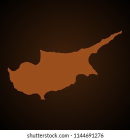 Vector map of cyprus light brown color isolated on a needle brown background 