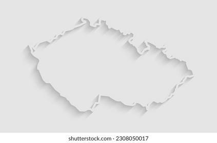 Vector map Czech with abstract inner shadow isolated on background. Template Europe country for pattern, design, illustration, backdrop. Creative paper cut map effect of the Czech