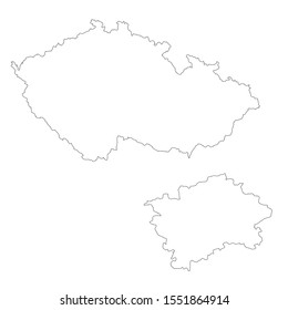 Vector map Czech and Prague. Country and capital. Isolated vector Illustration. Outline. EPS 10 Illustration.