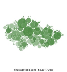 vector map of czech republic filled with circles of different sizes and opacity isolated on white background