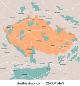 Vector map Czech Republic. Isolated vector Illustration. EPS 10.