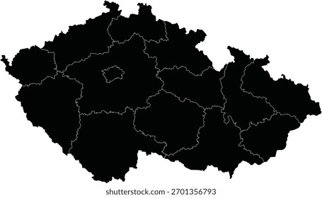 Mapa de vetores de República Checa com regiões