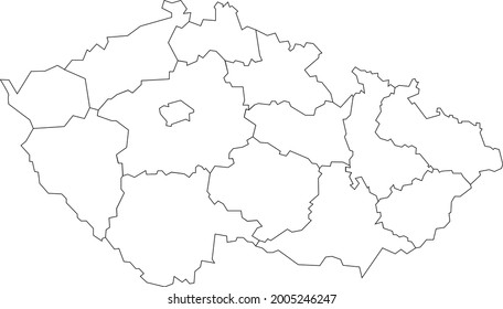 Vector Map Of Czech Republic To Study Colorless With Outline