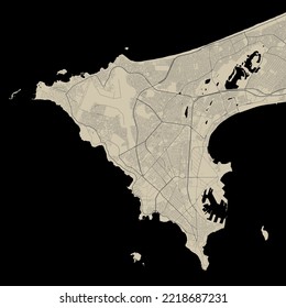 Vector Map Of Dakar, Senegal. Urban City Road Map Poster Illustration. Dakar Map Art.